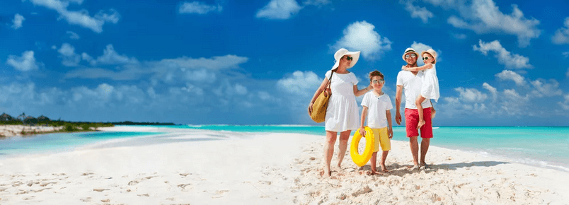 family at beach